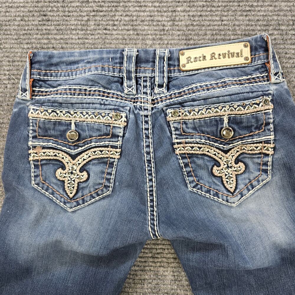 Rock Revival Jeans Womens 28x31 Blue Jasna Skinny Distressed Flap